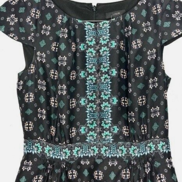 J. Crew Silk Cap Sleeve Mirrored Floral Dress, Size 8 - Picture 6 of 10